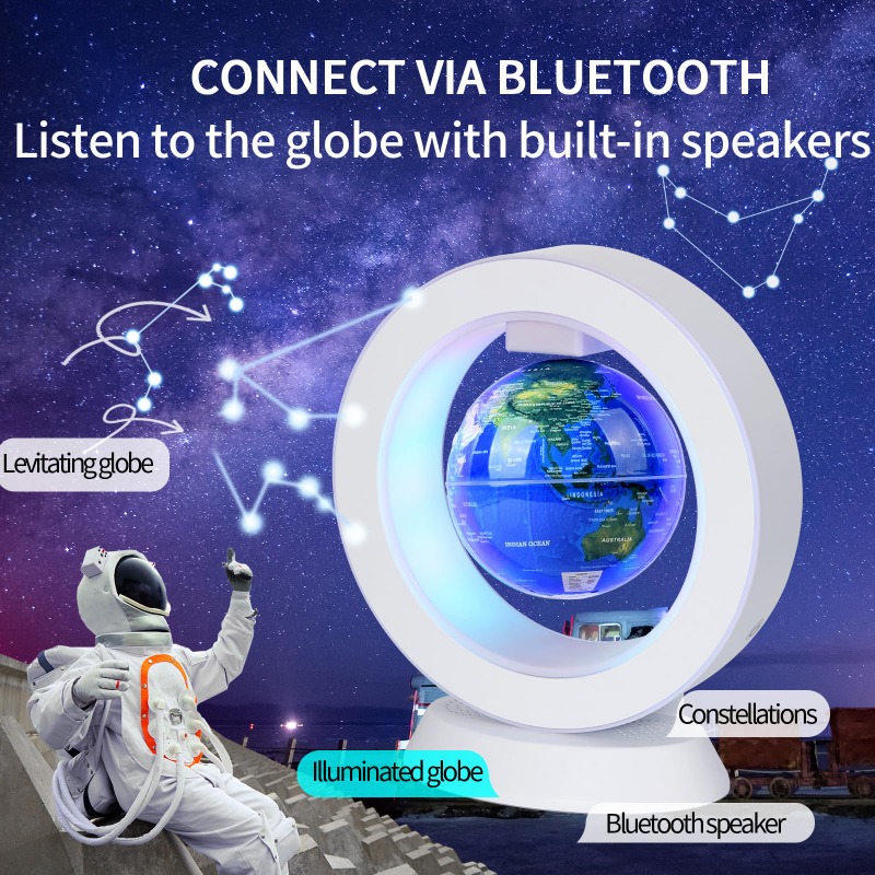 Cool Office Tech Gadgets - Lampe Haut-parleur Bluetooth Lévitant, Globe Terrestre