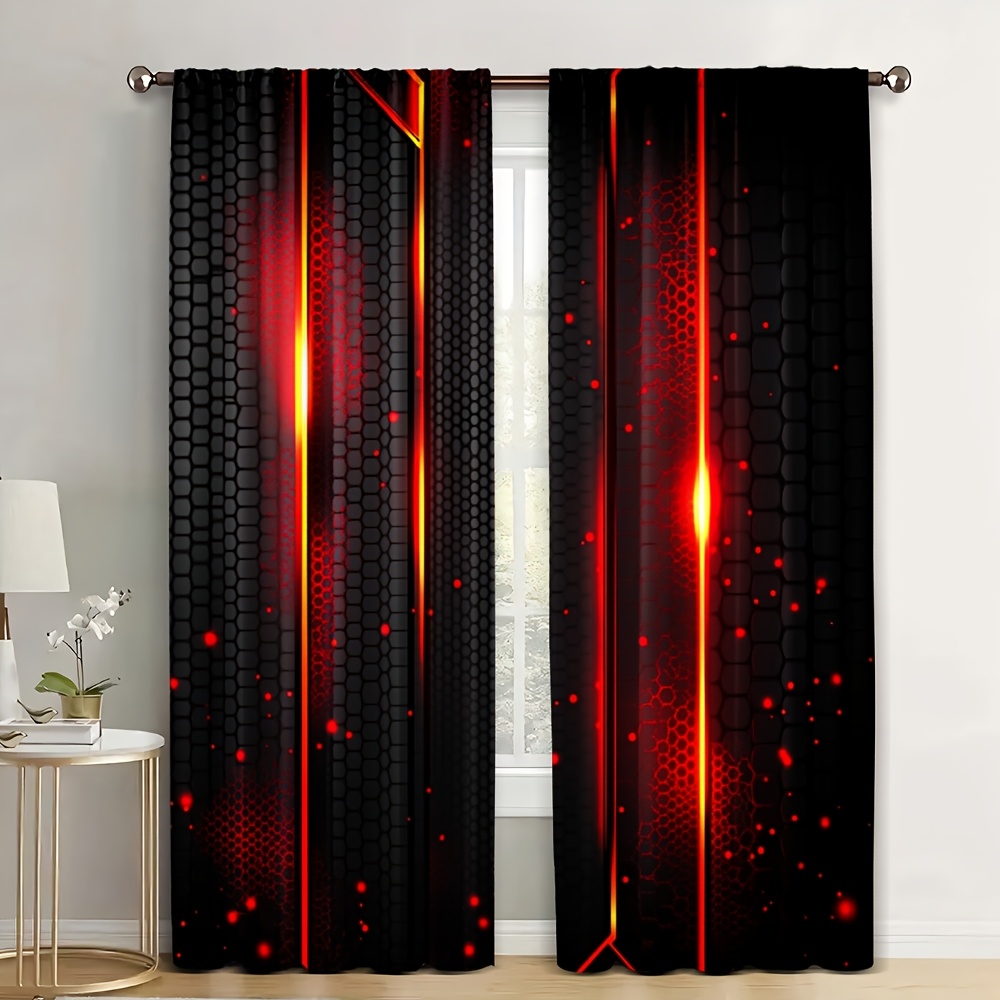Office Tech Room - 2 rideaux effet lave noir et