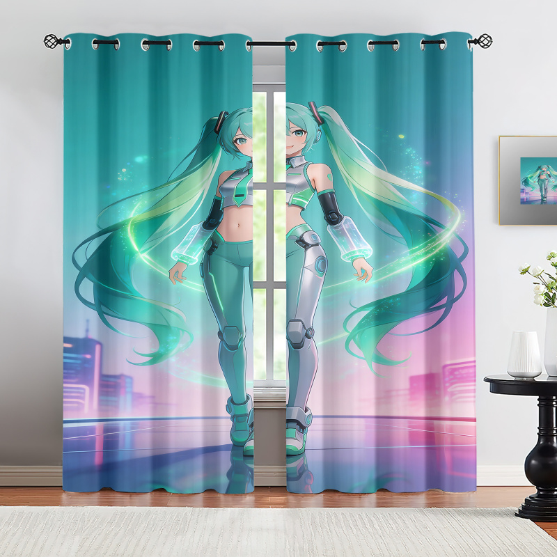 Office Tech Room - Rideaux occultants Hatsune Miku 2 pièces,