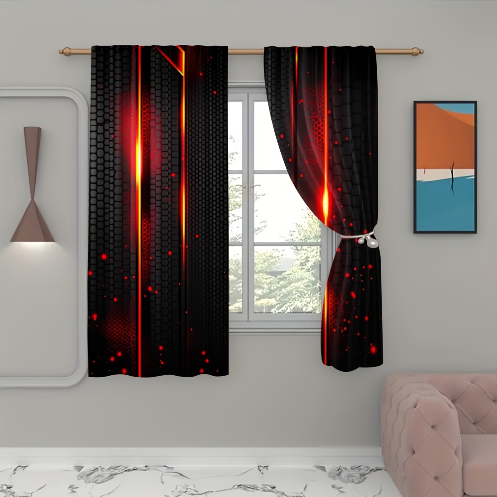 2 rideaux effet lave noir et r - Office Tech Room avis et prix
