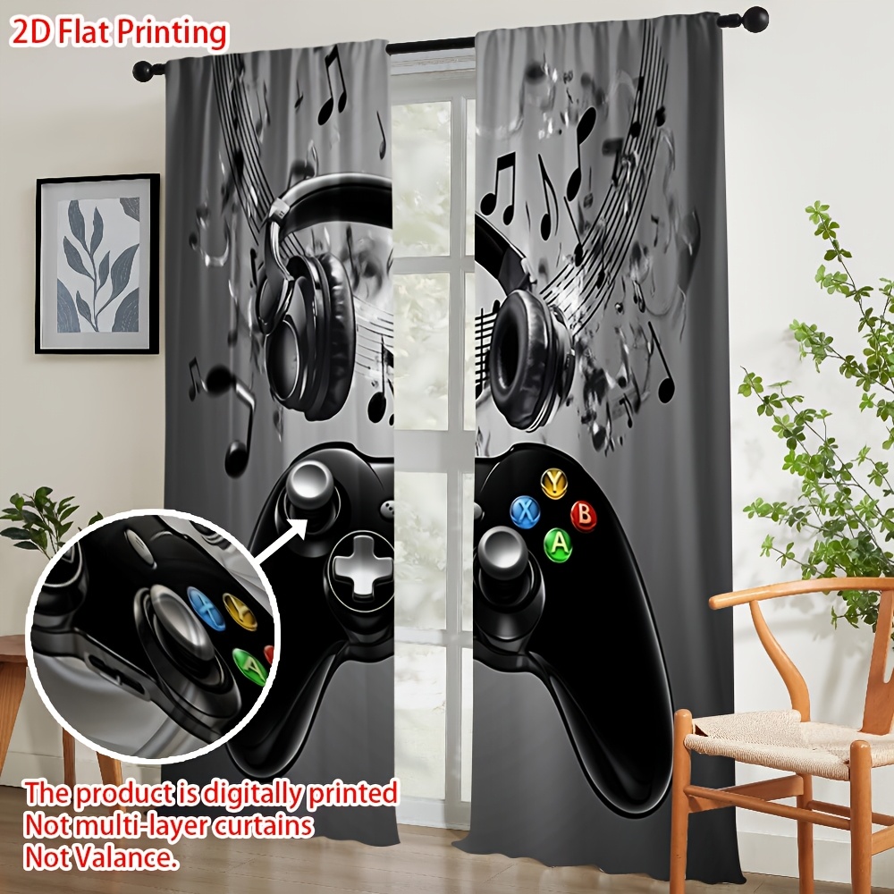 2 rideaux imprimés manette de  - Office Tech Room avis et prix
