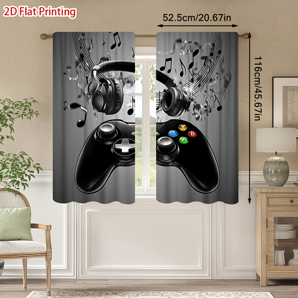 2 rideaux imprimés manette de  - Office Tech Room avis et prix